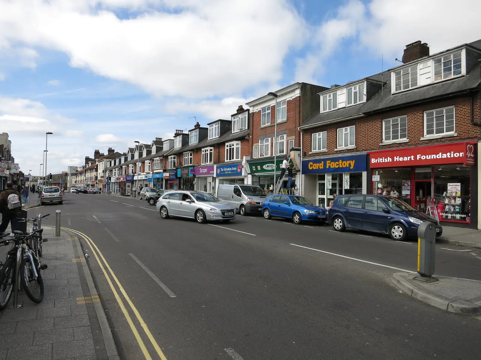 Shops with flats above on Portswood High Street, Southampton